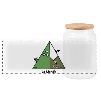 Été hiver à La Mongie - Boîte à biscuits avec couvercle en bois - blanc - Devant