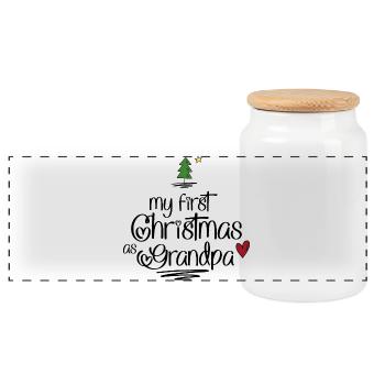 Funny gifts for Grandpa for Christmas - Panoramic Cookie Jar with Wooden Lid - white - Front