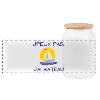 bateau à voile, voilier, fan de voile - Boîte à biscuits avec couvercle en bois - blanc - Devant