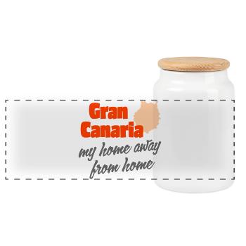 Gran Canaria home away from home - Panoramic Cookie Jar with Wooden Lid - white - Front
