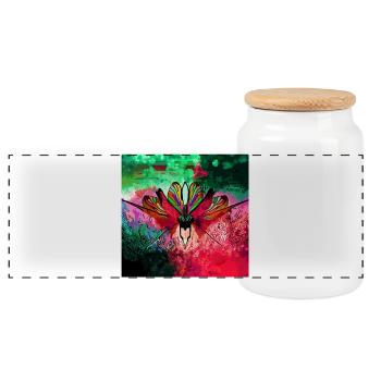 Farbexplosiver Schmetterling Naturkunst - Panorama Keksdose mit Holzdeckel - Weiß - Vorne