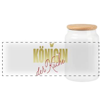 KÖNIGIN der Küche - Panorama Keksdose mit Holzdeckel - Weiß - Vorne