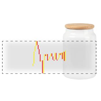 Spain Stock Exchange Red Yellow - Panoramic Cookie Jar with Wooden Lid - white - Front