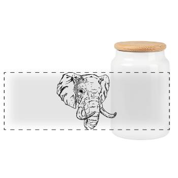 Elefant - Panorama Keksdose mit Holzdeckel - Weiß - Vorne