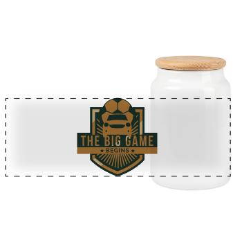 Football automobile - Boîte à biscuits avec couvercle en bois - blanc - Devant