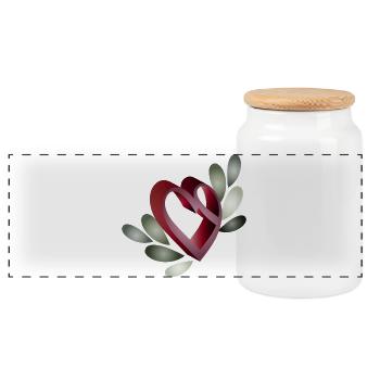 romantique symbole du cœur de la Saint-Valentin avec des feuilles - Boîte à biscuits avec couvercle en bois - blanc - Devant