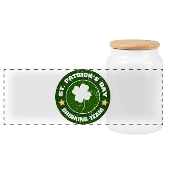 St. Patrick's Day Drinking Team - Funny Saying - Panoramic Cookie Jar with Wooden Lid - white - Front