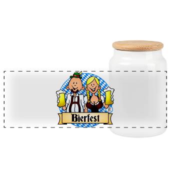 Bierfest Festliches Design - Panorama Keksdose mit Holzdeckel - Weiß - Vorne