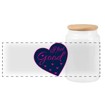I Feel Good Herzdesign - Panorama Keksdose mit Holzdeckel - Weiß - Vorne