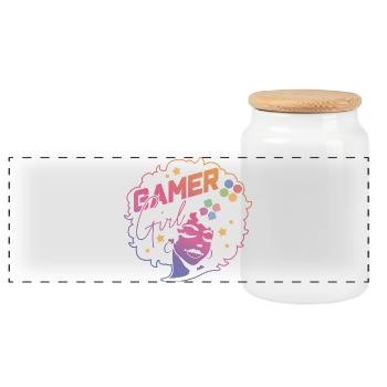 Gamer Girl Schöne Gaming Afro Girl - Panorama Keksdose mit Holzdeckel - Weiß - Vorne