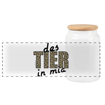 des Tier in mia - das Tier in mir, Dialekt - Panorama Keksdose mit Holzdeckel - Weiß - Vorne