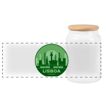 Trains Silhouette des ponts Lisboa - Boîte à biscuits avec couvercle en bois - blanc - Devant