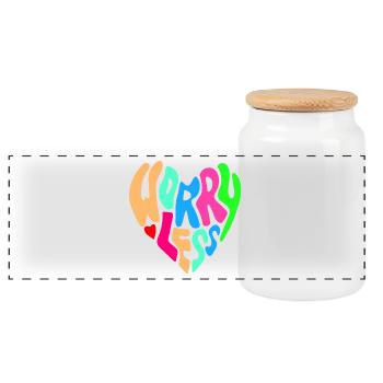 Worry less is the advice # - Panoramic Cookie Jar with Wooden Lid - white - Front