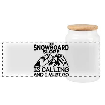 Motivierender Snowboarding Spruch - Panorama Keksdose mit Holzdeckel - Weiß - Vorne