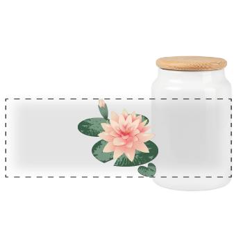 Fleur de nénuphars avec bourgeon dans l’étang de nénuphars - Boîte à biscuits avec couvercle en bois - blanc - Devant