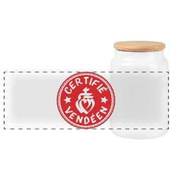 Logo certifié vendéen rouge et blanc - Boîte à biscuits avec couvercle en bois - blanc - Devant