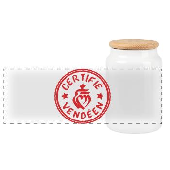 Logo certifié vendéen blanc rouge - Boîte à biscuits avec couvercle en bois - blanc - Devant
