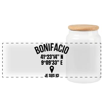 Corsica, Corsican humor, Bonifacio, Corsica - Panoramic Cookie Jar with Wooden Lid - white - Front