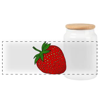 Strawberry - Panoramic Cookie Jar with Wooden Lid - white - Front