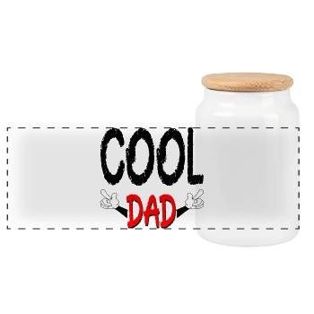 Fathers Day - COOL DAD - DADDY FAMILY - Panoramic Cookie Jar with Wooden Lid - white - Front