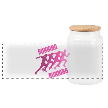 running, footing, course à pied, jogging - Boîte à biscuits avec couvercle en bois - blanc - Devant