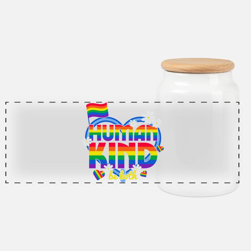 LGBT, schwul, lesbisch, stolz - Panorama Keksdose mit Holzdeckel - Weiß