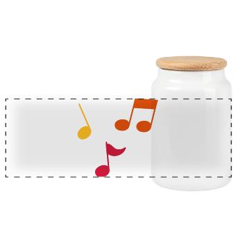 Sheet music – 3 colors - Panoramic Cookie Jar with Wooden Lid - white - Front