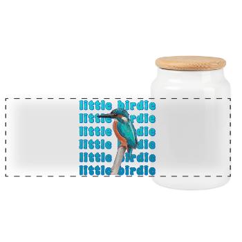 Martin-pêcheur - bel oiseau bleu - aquarelle - Boîte à biscuits avec couvercle en bois - blanc - Devant