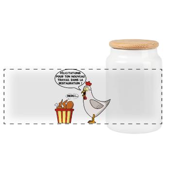 Un nouveau travail - Boîte à biscuits avec couvercle en bois - blanc - Devant
