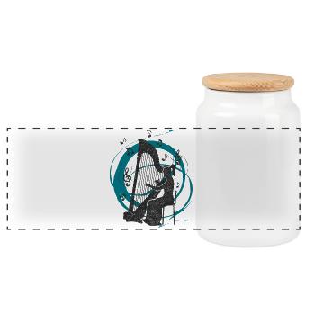 Harp Sounds - Panoramic Cookie Jar with Wooden Lid - white - Front