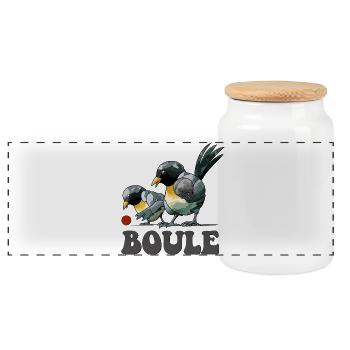 Boules de boules de boules pour pétanque - Boîte à biscuits avec couvercle en bois - blanc - Devant