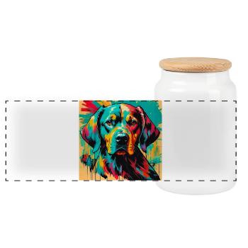Hund - Panorama Keksdose mit Holzdeckel - Weiß - Vorne