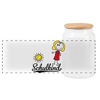 Schulkind - Panorama Keksdose mit Holzdeckel - Weiß - Vorne