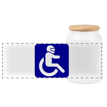 Wheelchair user with helmet for WCMX roller* - Panoramic Cookie Jar with Wooden Lid - white - Front