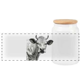 Vache Charolaise - Boîte à biscuits avec couvercle en bois - blanc - Devant