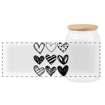 Nine Hearts - Panoramic Cookie Jar with Wooden Lid - white - Front
