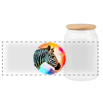 Zebra - Panorama Keksdose mit Holzdeckel - Weiß - Vorne