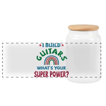I build Guitars what’s your super power? - Panorama Keksdose mit Holzdeckel - Weiß - Vorne