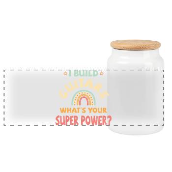 I build Guitars what’s your super power? - Panorama Keksdose mit Holzdeckel - Weiß - Vorne