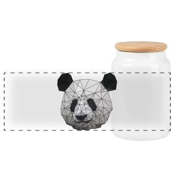 Polygonal Panda Bär Low Poly Kunst Dreieck Formen - Panorama Keksdose mit Holzdeckel - Weiß - Vorne