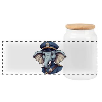 Policier éléphant - Boîte à biscuits avec couvercle en bois - blanc - Devant