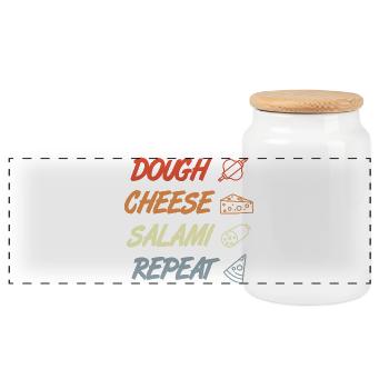 Funny Pizza Saying - Panoramic Cookie Jar with Wooden Lid - white - Front