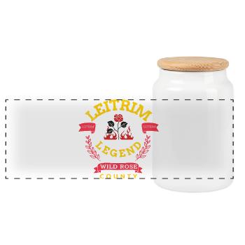 Leitrim Legend Wild Rose County for County Leitrim - Panoramic Cookie Jar with Wooden Lid - white - Front