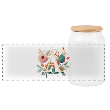 A Typografie mit Blumen - Panorama Keksdose mit Holzdeckel - Weiß - Vorne