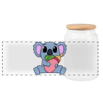 Baby Koala Motiv Koalabär - Panorama Keksdose mit Holzdeckel - Weiß - Vorne
