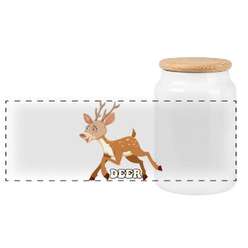 Skurriler Hirsch-Sprint - Panorama Keksdose mit Holzdeckel - Weiß - Vorne