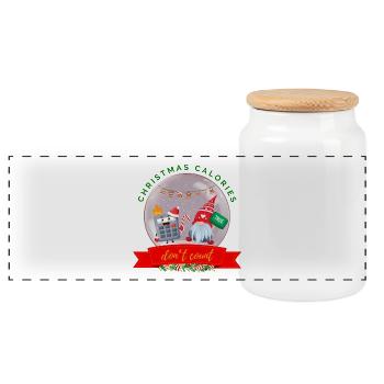 Christmas Calories Don't Count Cookies Calculator - Panoramic Cookie Jar with Wooden Lid - white - Front