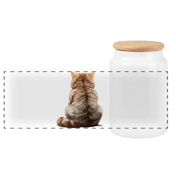 Chat exotique à poil court - Boîte à biscuits avec couvercle en bois - blanc - Devant