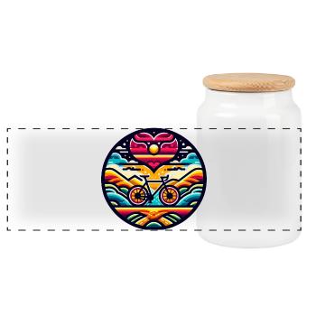 I love my bike, every cyclist would say - Panoramic Cookie Jar with Wooden Lid - white - Front
