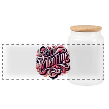 be my valentine valtentingstag geschenk frau - Panorama Keksdose mit Holzdeckel - Weiß - Vorne